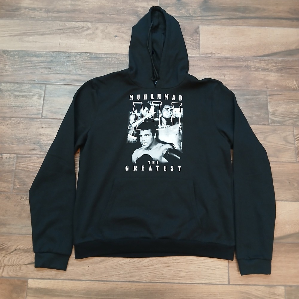 Muhammad‎ Ali Hoodie Mens 2XL XXL Black The Greatest Sweatshirt Boxing Graphic